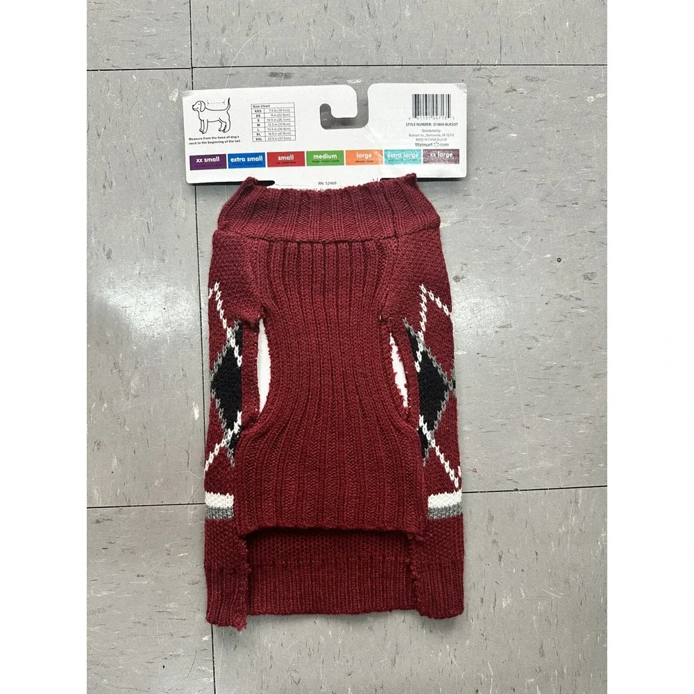 DOG Sweater. Red, White, Grey, & Black . SMALL🐾 NEW cozy Christmas